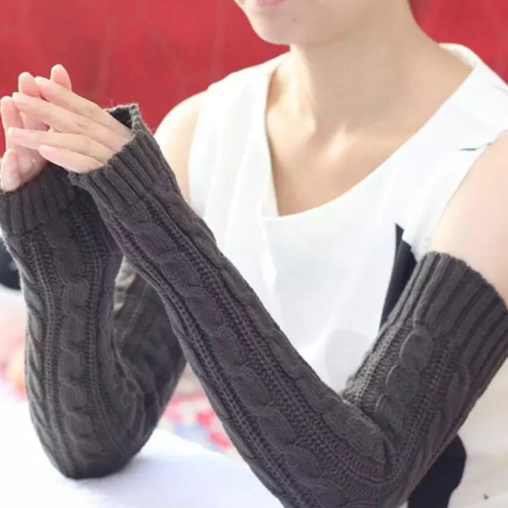 . Gray arm warmers